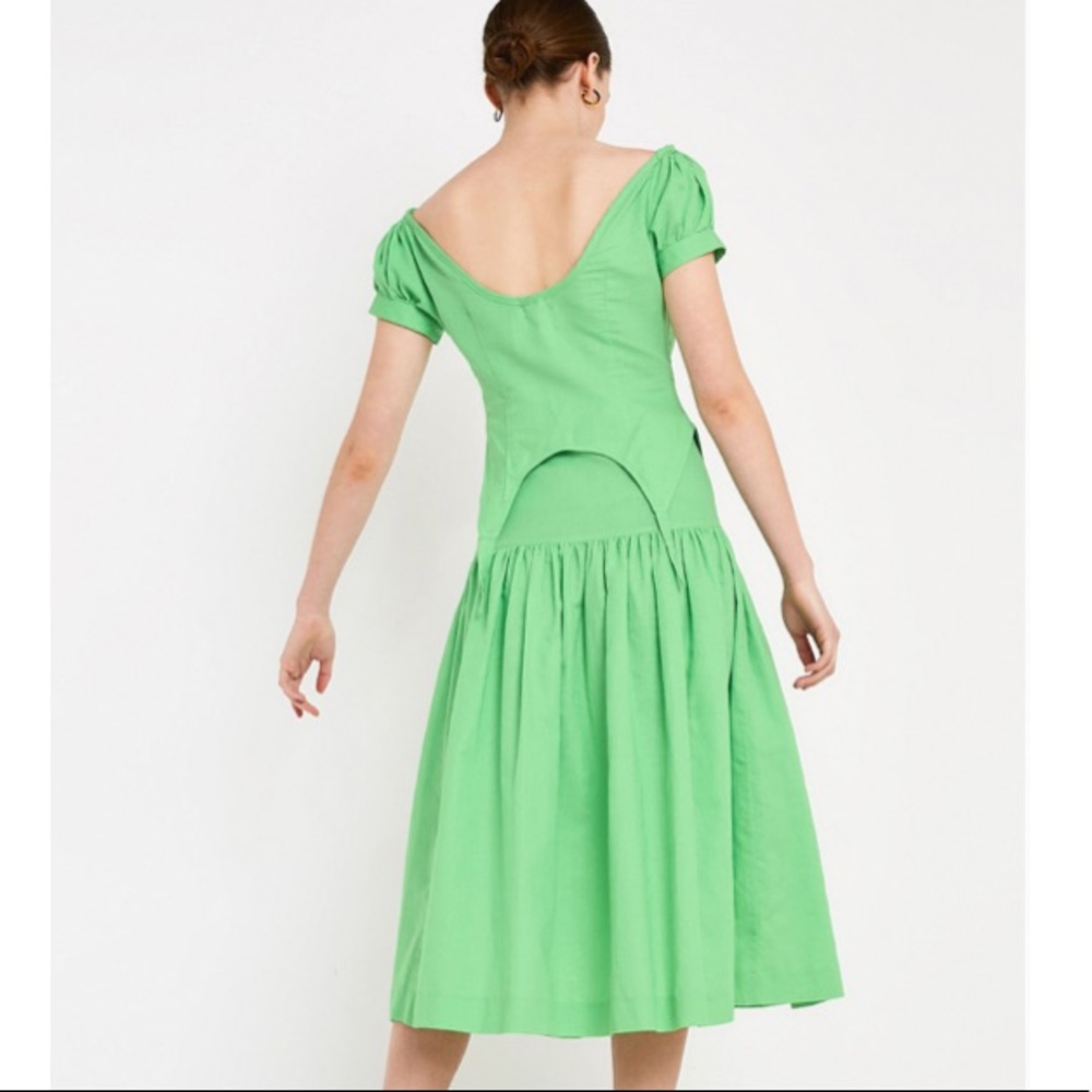 NWT House Of Sunny Rustic Green Cold Shoulder Dres - Picture 2 of 10